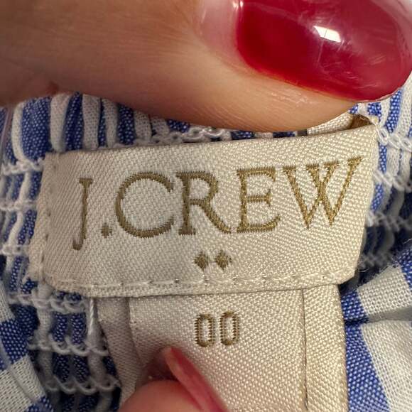 NWT J Crew Factory Blue White Cotton Stripe Tank Dress Size 00 - Picture 5 of 6